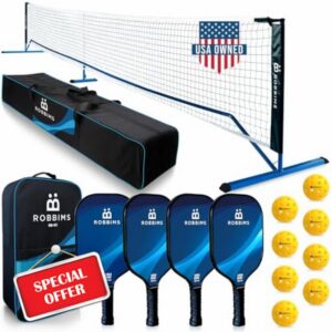 Portable Pickleball Set with Net | 4 USAPA Approved Carbon Fiber Paddles
