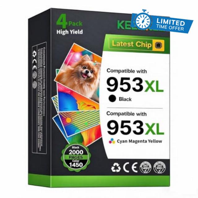953XL Ink Cartridges Multipack for 7720 8710 Ink Cartridges (BK/C/M/Y)                                                          Replacement for HP 953XL Ink Cartridges for HP Officejet pro 7720 7730 7740 8710 8715 8718 8720 8725 8728 8210 8218 (4 Pack)
