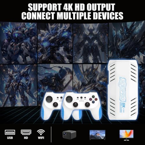 128G (White) New Retro Game Console with 2.4GHz Wireless Controllers