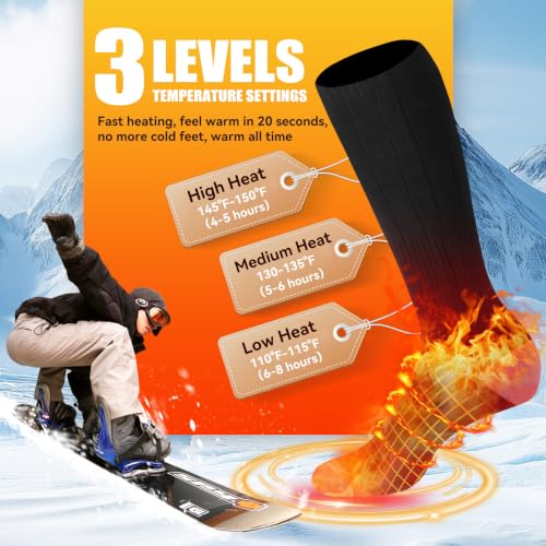 Rechargeable Heated Socks with 6000mAh Battery 3 Heating Levels