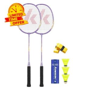 Badminton Racket Set of 2 for Backyard with 3 Shuttles/Bag/Overgrip                                                          Pre-strung