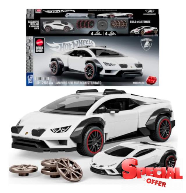 Mattel Brick Shop Hot Wheels Lamborghini Huracan Sterrato Building Set                                                          268 Pieces