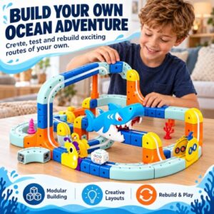 Electric Train Set，85pcs                                                          Flexible Magnetic Rail Building Set with Gravity-Defying Track
