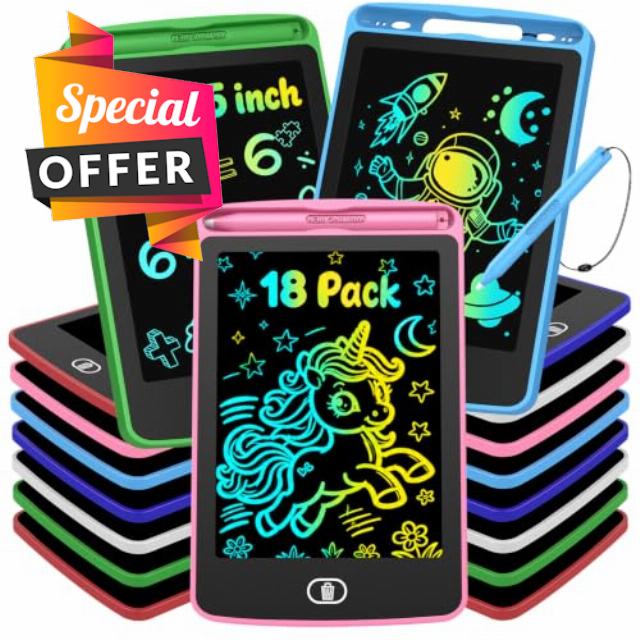 Party Bag Fillers For Kids Girls Boys Party Favours Pass The Parcel Prizes                                                          18-Pack 6.5 Inch Lcd Drawing Tablet for Kid Drawing Pad for Kids Toys for Boys Girls 3-8 Goodie Birthday Gifts
