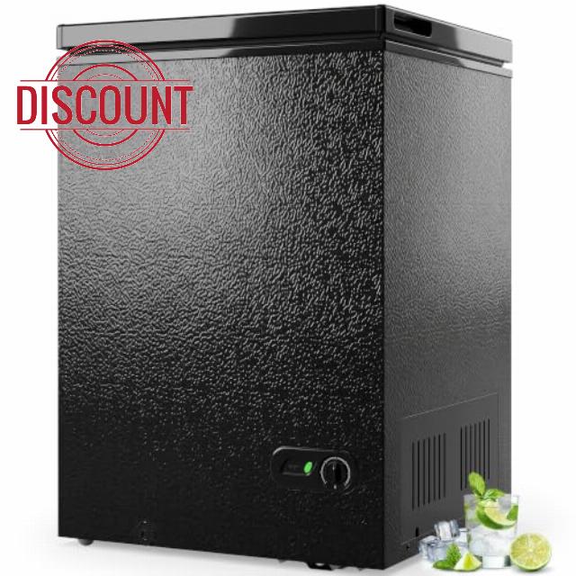 HOMCOM Freestanding Chest Freezer 91L with Removable Storage Basket