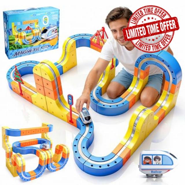FOTSHARER 131 PCS Magnetic Train Set for Kids