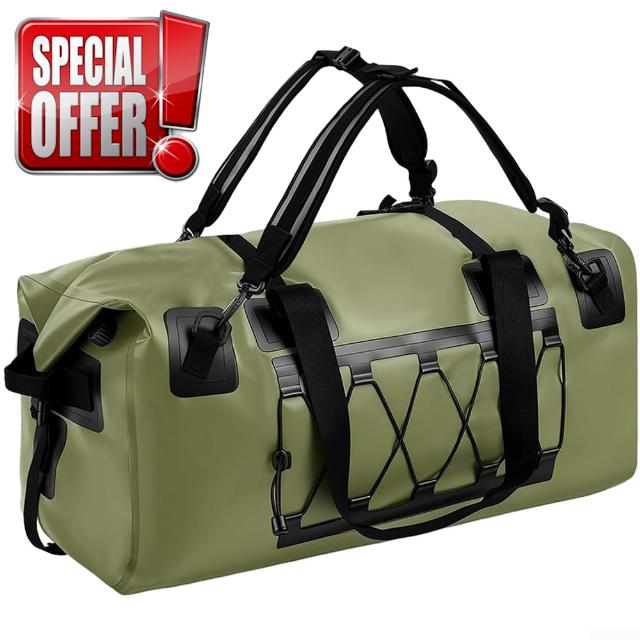 Waterproof Dry Bag 70L(Green)                                                          500D PVC for heavy-duty Roll Sack With Compression Valve