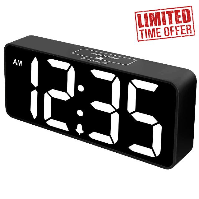 DreamSky Large Digital Alarm Clock with Large Numbers for Elderly Visually Impaired 9 Inch Jumbo Display with Brightness
