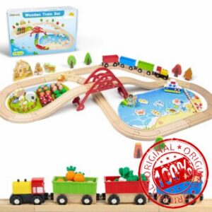 Wooden Train Set 75 Pieces