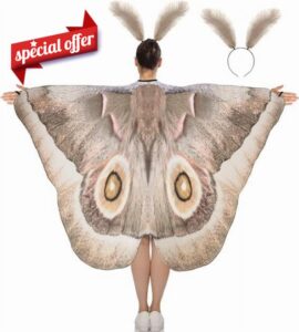 2 Pcs Halloween Moth Butterfly Wings Cape Adult Costume