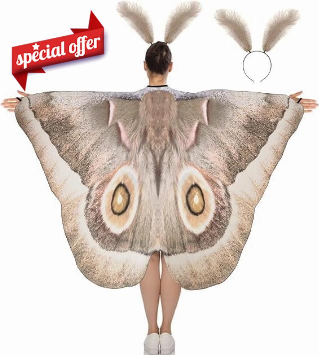 2 Pcs Halloween Moth Butterfly Wings Cape Adult Costume