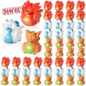 DEEKIN 50 Pcs Dragon Rubber Duck 2 Inch Rubber Ducks Cute Rubber Duck Bath Toy Small Duck Toy Floating Mini Ducks Bulk for Dragon Birthday Party Favor Gifts Summer Beach Pool Decorations