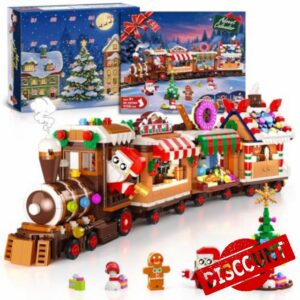 HOGOKIDS Advent Calendar 2026 Gingerbread Train Building Toy with LED Light                                                          24-Day Holiday Countdown Set for Girls & Boys Ages 8+