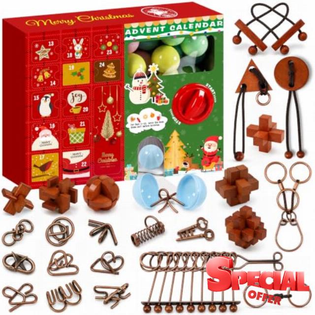 24 Pcs Brain Teaser Puzzles Advent Calendar 2026                                                          Amazing Capsule Vending Machine Christmas Countdown Calendar for Adults Kids