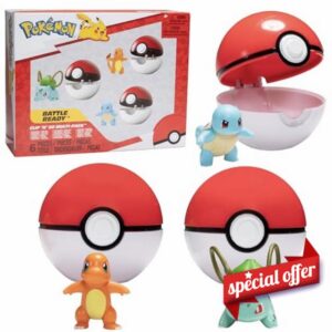 Pokémon Clip ‘N’ Go Multipack - Three 2" Battle Figures and Poké Ball                                                          Let's Go Starters Charmander