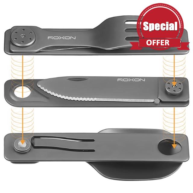 ROXON 3-in-1 Camping Utensils Set (Knife
