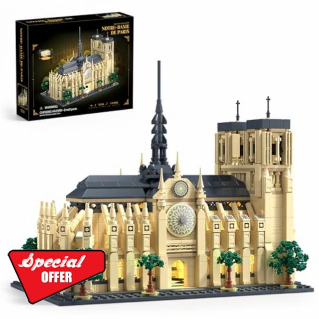Notre Dame de Paris Architecture Building Blocks Set with LED Light                                                          1757 Pcs Collectible Model of Paris Landmark Toy Brick