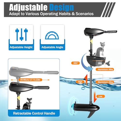 Long Shaft Boat Motor with Battery Indicator & Height Adjustable for Inflatable Boats