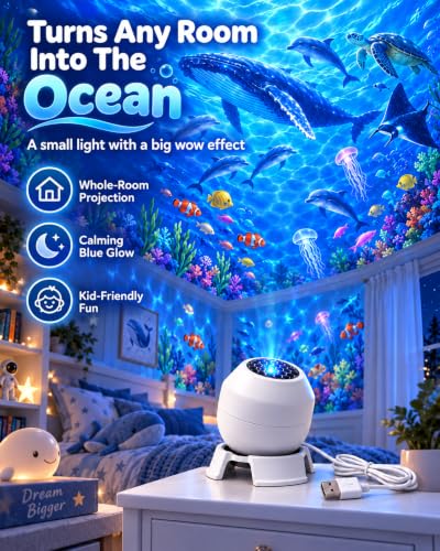 with 360° Rotating USB Decoration,Dinosaur Immersive Winter Wonderland Projection