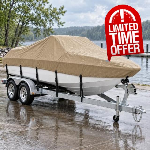 MSC Heavy Duty 600D Marine Grade Polyester Canvas Trailerable Waterproof Boat Cover