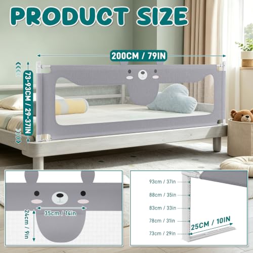 Extra Tall Toddler Bed Rail 200cm                                                          Baby Bed Guard for King Size Bed