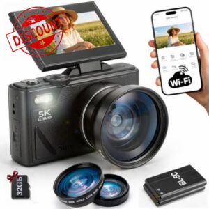 5K 75MP Digital Camera with WiFi