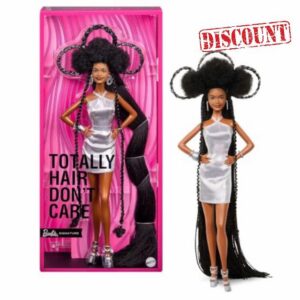 Barbie Signature Totally Hair Don’t Care Brooklyn Doll                                                          Brunette Fashion Doll Wearing Metallic Dress