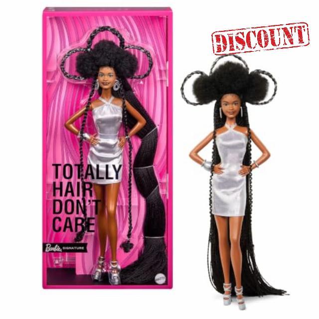 Barbie Signature Totally Hair Don’t Care Brooklyn Doll                                                          Brunette Fashion Doll Wearing Metallic Dress