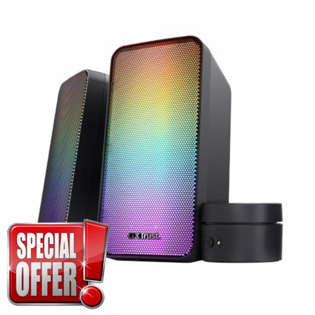GXTrust Ezaro PC Speakers 2.0 with RGB Lighting and Volume Control