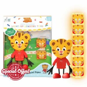 Glo Pals x Daniel Tiger's Neighborhood Water-Activated Bath Toy with 6 Reusable Light-Up Cubes for Sensory Play