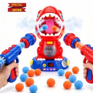 Movable Red Dinosaur Shooting Game Toy for Boy Ages 6 7 8 9 Gift                                                          Shooting Game Target with 2 Air Pump Launcher