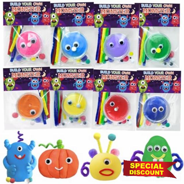 DIY Make Your Own Monster 16 Pack Halloween Air Dry Clay Craft Kit for Kids                                                          Halloween Party Favors