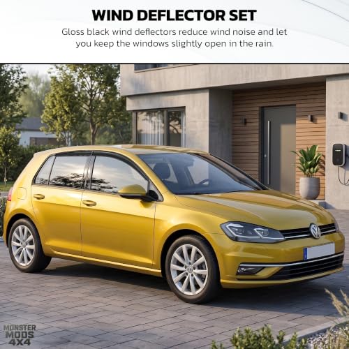 Set of 4pc 3M Tape Fit Cast Acrylic Window Deflectors with UV Protection Designed For Reduced Wind Noise & Improved Airflow