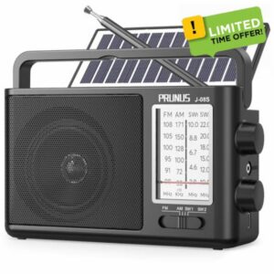 PRUNUS J08 Portable Radio AM FM with Solar