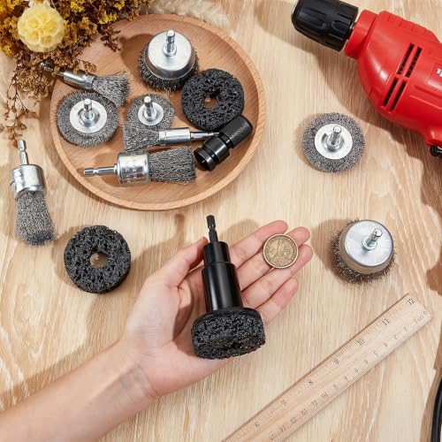 Wire Brush Kit 10-Piece wire brush set with 5 shapes and sizes for rust removal on wheel hubs