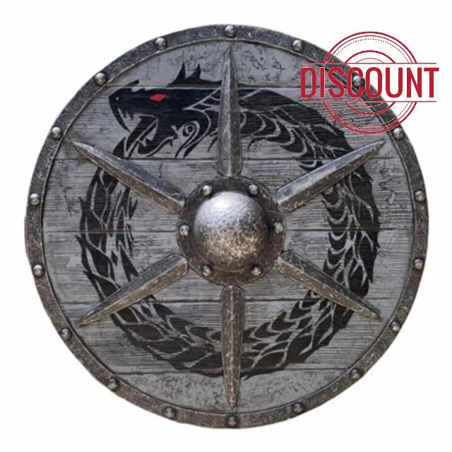 Wooden Shield – Authentic Battle Worn Medieval                                                          Decoration & Cosplay Shield | Norwegian Valhalla Wall Art For Home And Office | Durable Round Shield For LARP