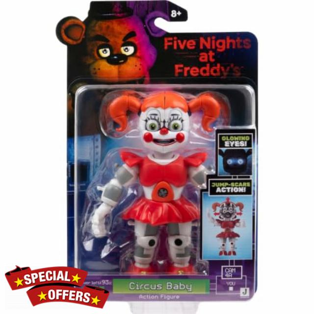 Jazwares Five Nights at Freddy’s Circus Baby - 5-Inch Articulated Figure with Jumpscare Feature and Glow-in-The-Dark Eyes