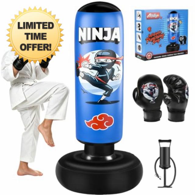 Punching Bag for Kids Ninja 66 Inch Kids Boxing Set with Gloves