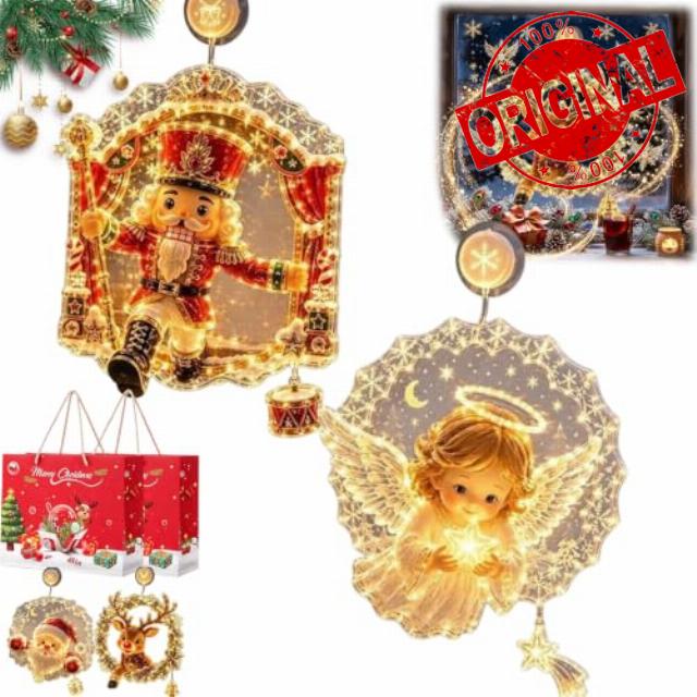 Christmas Window Light with Suction Cup and Warm LED (2PC-A)                                                          Battery Operated Hanging Window Light
