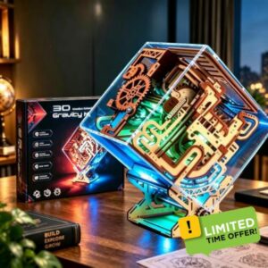 icknack Wooden Marble Maze Puzzle Box for Adults 3D Wooden Model Kits                                                          3D Gravity Maze Cube with color-changing LEDs
