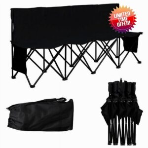 Yaheetech 4-Seat Folding Bench with 2 Hanging Bags & Carry Bag