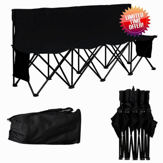 Yaheetech 4-Seat Folding Bench with 2 Hanging Bags & Carry Bag