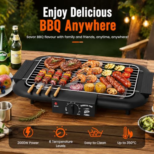 Double Tube High Power Portable Grill Removable Stand & Drip Tray for BBQ Party