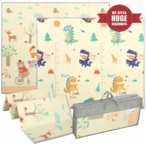 AIYAPLAY Foldable Reversible Baby Play Mat 180x150cm Animals & Forest Theme                                                          Waterproof Foam Playmat