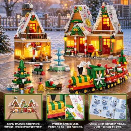 2009 PCS Christmas Village Blocks                                                          Rotatable houses & detachable roofs