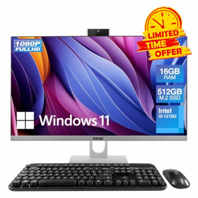Fusion5 23.8" Full HD All in One PC Desktop Computer - 16GB RAM