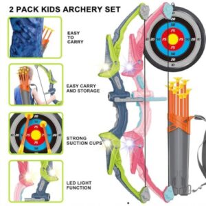 2 Pack Light Up Archery Set with 10 Suction Cup Arrows