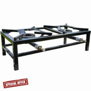 RDK Commercial LPG Gas Twin Burner Cooker Boiling Ring Stove Outdoor                                                          Propane & Butane Compatible | Heavy Duty Cast Iron | Measures 94 x 41 x 26.5cm | Suits Camping & Garden Use