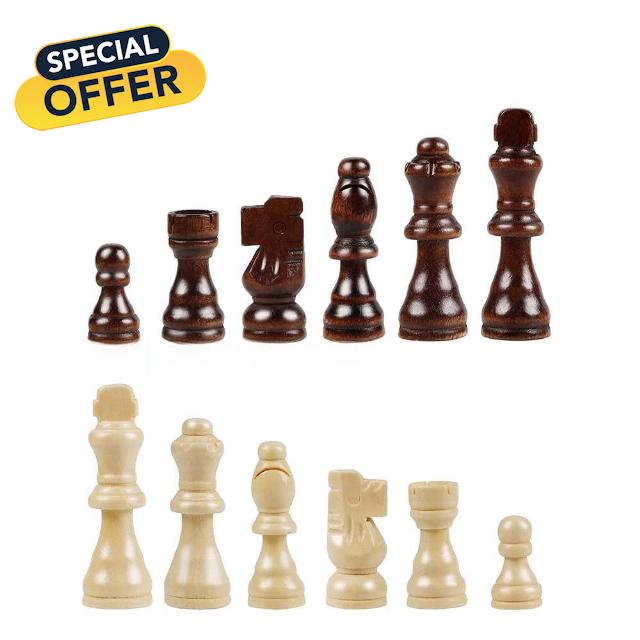 Chess Pieces 32 International Chess Pieces Wood Chess Game Replaceme