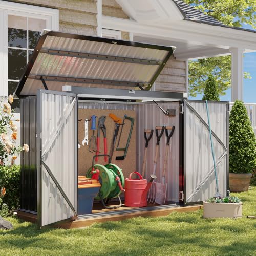 Metal Bin Store with Lid Chain & Hydraulic Gas Rod – Waterproof Outside Storage for Wheelie Bins & Garden Tools & More